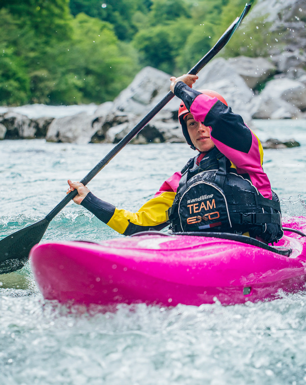SANDILINE KVINDE TØRDRAGT EXTREME 4L Lyserød/Gul